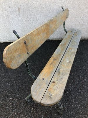 Antique Oak Bench with Cast Iron Legs-SDV-797410