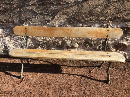 Antique Oak Bench with Cast Iron Legs-SDV-797410