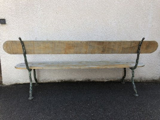 Antique Oak Bench with Cast Iron Legs-SDV-797410