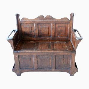 Antique Oak Bench With Storage-OXJ-1189214