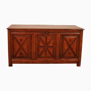 Antique Oak Chest with Inlays-HPU-2019897