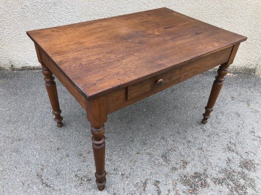 Antique Oak Farm Table with Drawer-SDV-730742