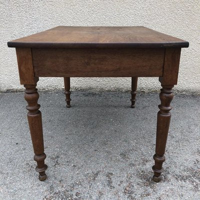 Antique Oak Farm Table with Drawer-SDV-730742