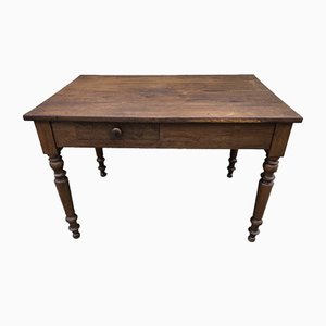 Antique Oak Farm Table with Drawer-SDV-730742