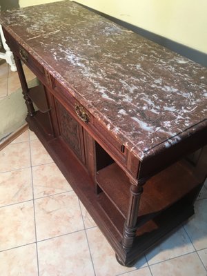 Antique Oak & Marble Chest of Drawers, 1920s-WQQ-954739