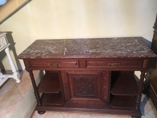 Antique Oak & Marble Chest of Drawers, 1920s-WQQ-954739