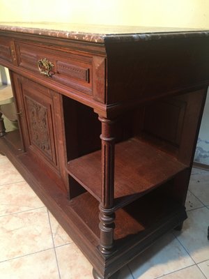 Antique Oak & Marble Chest of Drawers, 1920s-WQQ-954739