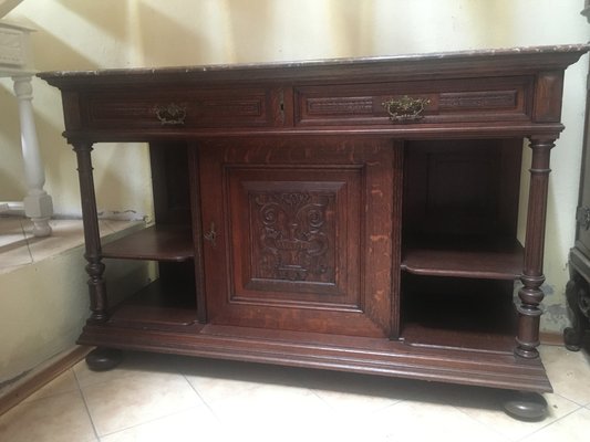 Antique Oak & Marble Chest of Drawers, 1920s-WQQ-954739