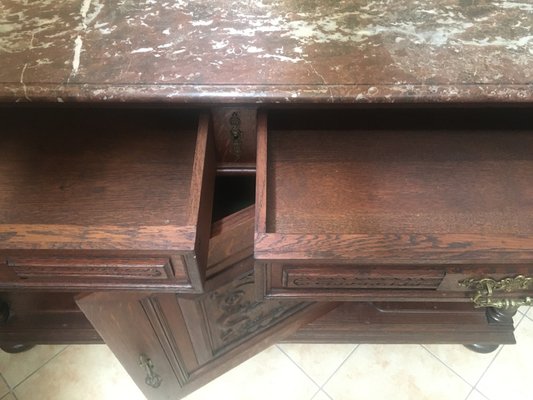 Antique Oak & Marble Chest of Drawers, 1920s-WQQ-954739