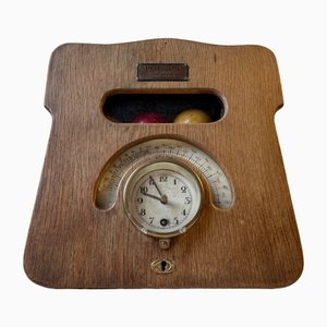 Antique Oak Mechanical Billiard Clock with Timer by P. O. Pedersen Copenhagen, 1920s-LCR-1399284