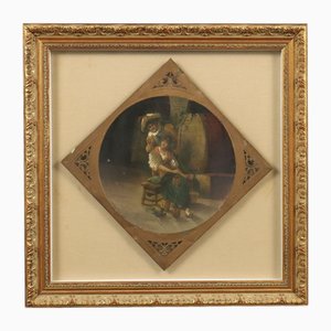 Antique Oil on Metal Gallant Scene, 19th Century-VMM-2023914