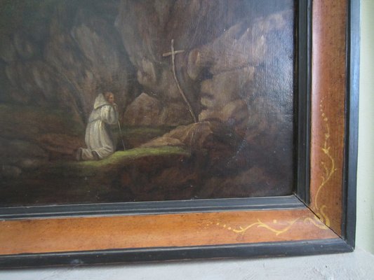 Antique Oil Painting of St. Francis, 1800s-CDG-978617