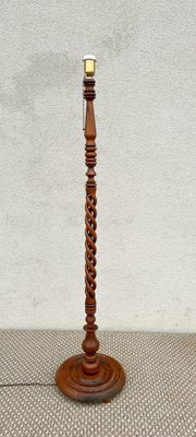 Antique Open Barley Twist Wooden Floor Lamp, 1920s-WZZ-1802331