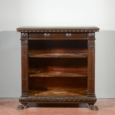 Antique Open Bookcase with Lion Feet, 1900s-RAQ-2016960