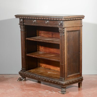 Antique Open Bookcase with Lion Feet, 1900s-RAQ-2016960