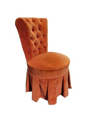 Antique Orange Velvet Armchair-TCS-1427225