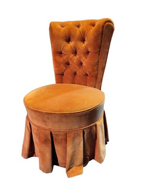 Antique Orange Velvet Armchair-TCS-1427225