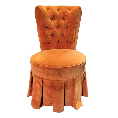 Antique Orange Velvet Armchair-TCS-1427225