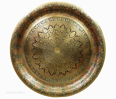 Antique Orient Islamic Hammer Engraved Table Tray, 1940s-UZN-1452765