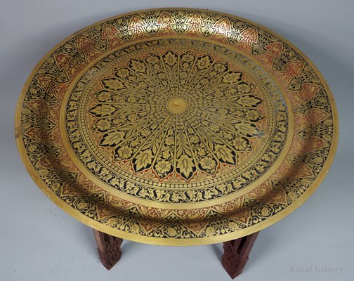 Antique Orient Islamic Hammer Engraved Table Tray, 1940s-UZN-1452765