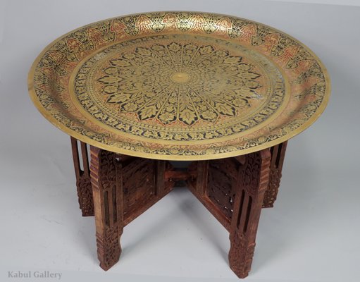 Antique Orient Islamic Hammer Engraved Table Tray, 1940s-UZN-1452765