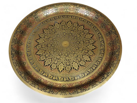 Antique Orient Islamic Hammer Engraved Table Tray, 1940s-UZN-1452765