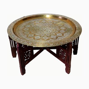 Antique Orient Islamic Hammer Engraved Table Tray, 1940s-UZN-1452765