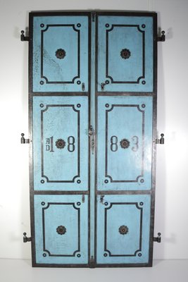 Antique Oversized Blue Iron Double Doors, 1880s-IND-1351125