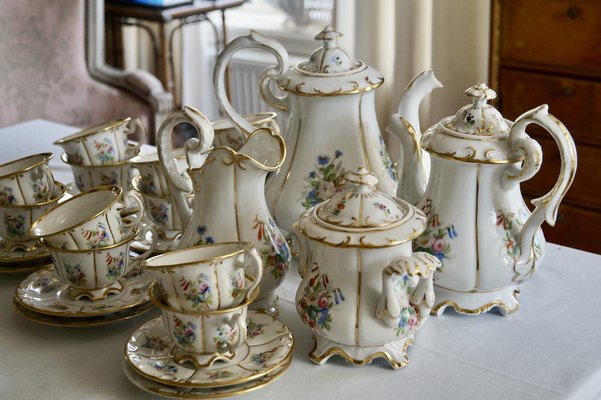 Antique Paris Porcelain Coffee Tea Service, 1870, Set of 16-DVX-1807234