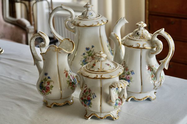 Antique Paris Porcelain Coffee Tea Service, 1870, Set of 16-DVX-1807234