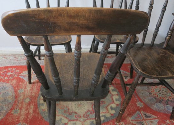 Antique Patinated Oak Dining Chairs, 19th Century, Set of 4-ED-2020455