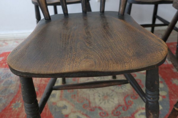 Antique Patinated Oak Dining Chairs, 19th Century, Set of 4-ED-2020455