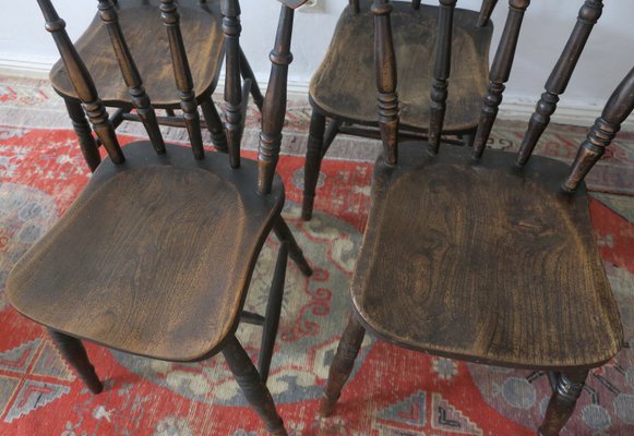 Antique Patinated Oak Dining Chairs, 19th Century, Set of 4-ED-2020455