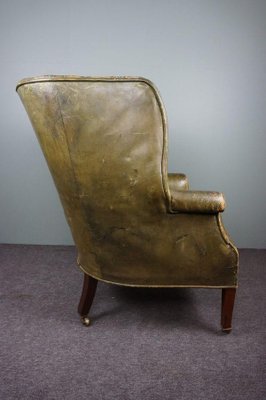 Antique Patinated Wingback Library Chair-HPP-1316454