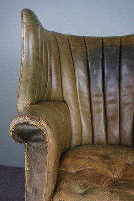 Antique Patinated Wingback Library Chair-HPP-1316454