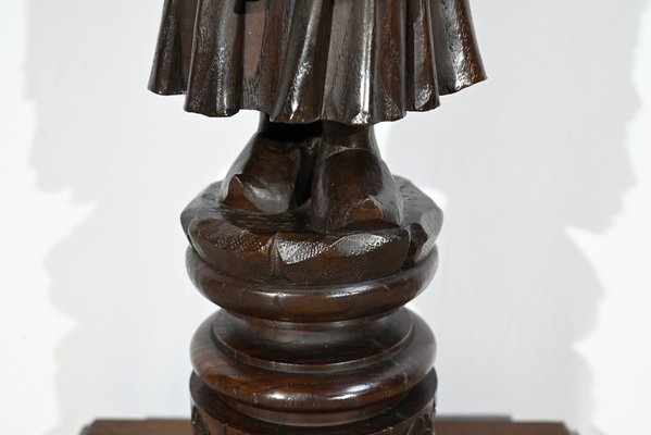 Antique Pedestal in Chestnut, 1890s-RVK-1771123