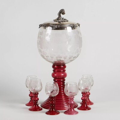 Antique Perchonice Set with 6 Glasses, Set of 7-WMV-1129880