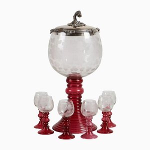 Antique Perchonice Set with 6 Glasses, Set of 7-WMV-1129880