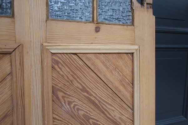 Antique Pine Door with Glass, 1890s-TAT-1767909