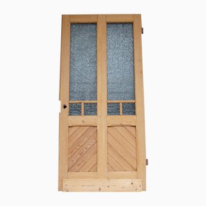 Antique Pine Door with Glass, 1890s-TAT-1767909