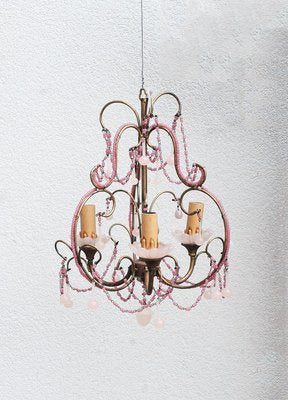 Antique Pink Opaline Chandelier-TJ-769652