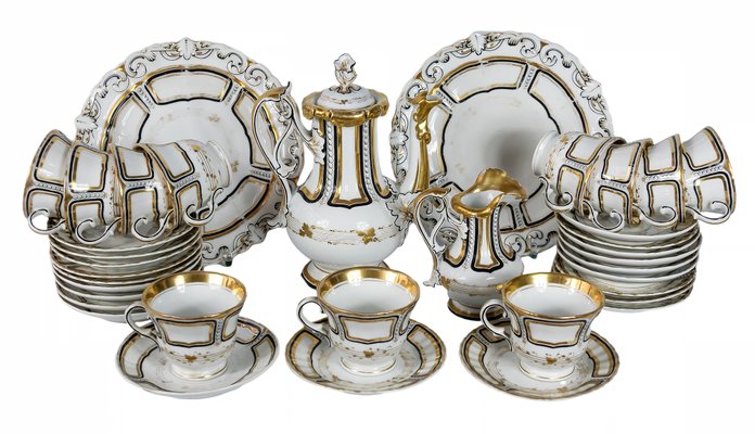 Antique Porcelain 11-Person Tea Set by Carl Tielsch, Set of 37-ZVH-1138715