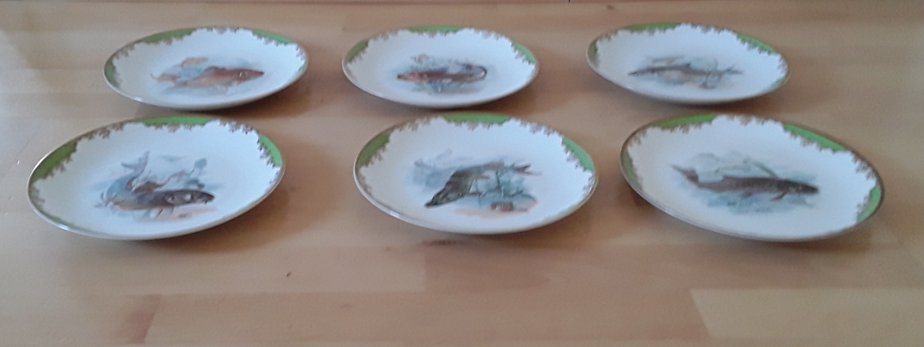 Antique Porcelain Feeder Set with Fish Motif from Rosenthal, 1928, Set of 6-HOI-1360414