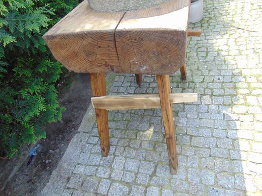 Antique Pre-War Burrs on Industrial Oak Table-CAQ-700465