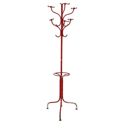 Antique Red Cast Iron Coat Rack, 1920s-TZ-1269898