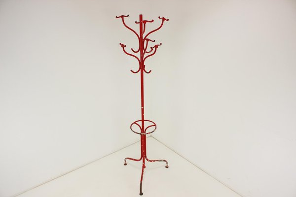 Antique Red Cast Iron Coat Rack, 1920s-TZ-1269898