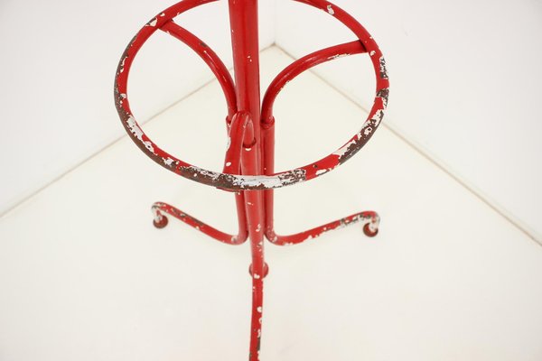 Antique Red Cast Iron Coat Rack, 1920s-TZ-1269898