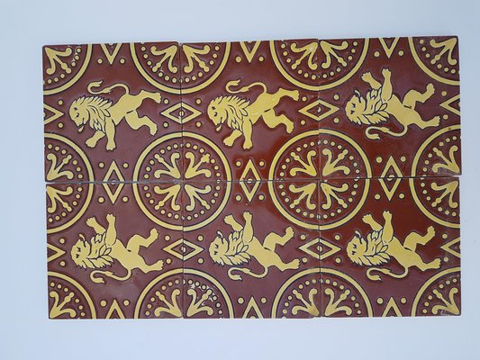 Antique Relief Tile Panel in the Style of J. Parentani, 1890s, Set of 9-VDW-619579