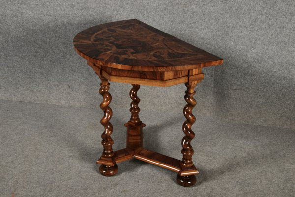 Antique Renaissance Demi Lune Console Table Walnut Inlays, 1700s-DXD-2021900