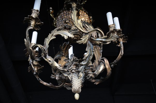 Antique Rococo Bronze Crown Chandelier, 1900s-FLW-1402155